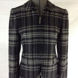 Jones New York Plaid Wool Zippered Blazer Jacket